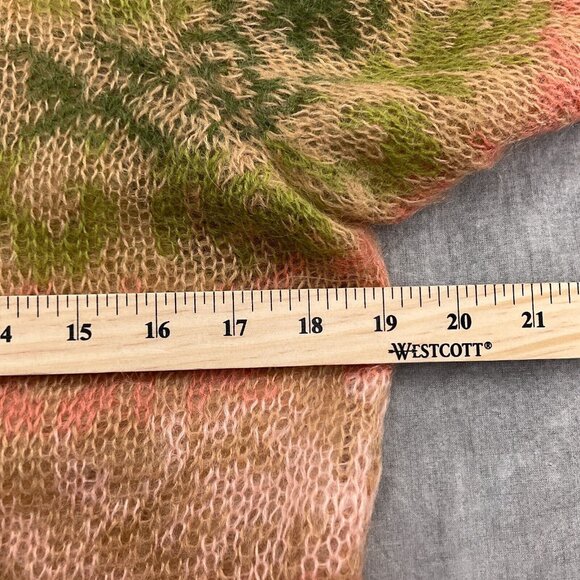 Talbots Sweater Women Medium Brown Coral‎ Stripe Mohair Crochet Cami VTG Fuzzy - Picture 8 of 13